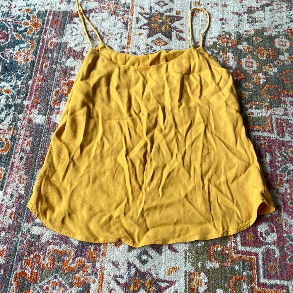 Reformation, golden yellow spaghettini strap blouse